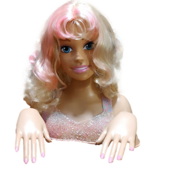 2013 Mattel Barbie Doll Bust Styling Make-Up Head & Nails Manicure Pink & Blonde - Picture 2 of 6